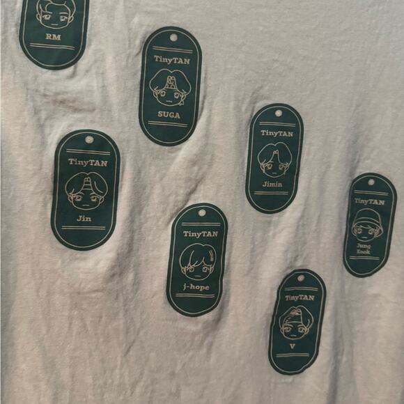 TinyTAN K-Pop BTS Band Shirt SM Unisex Beige Suga Jin Jung Kook J-Hope RM Jimin - Picture 4 of 4